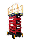 manual 500kg de 14m que empurra a plataforma de trabalho aéreo hidráulica vermelha de encurtamento móvel do elevador do elevador