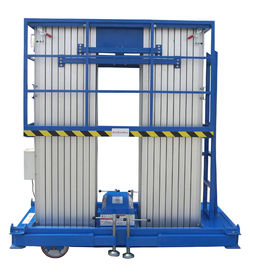 Insulative 12 Meters Lifting Height Quadruple Mast Aerial Work Platform 300Kg Load